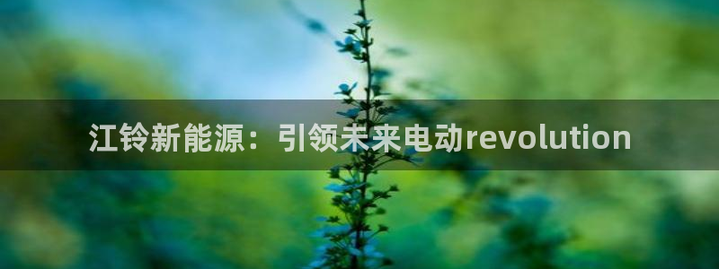 众腾娱乐毕 7O935:江铃新能源:引领未来电动revolu