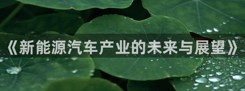 众腾娱乐得7O777:《新能源汽车产业的未来与展望》